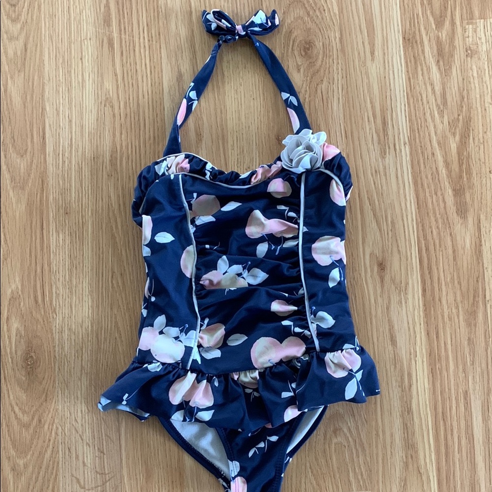 Janie and Jack size 4 Floral Halter One-Piece Swimsuit